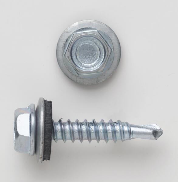 14X34HTNWJ 1/4 (3/8 HEX) X 3/4 HEX WASHER HEAD UNSLOT TYPE 3 SELF DRILL SCREW WITH BONDED WASHER ZINC PLATED